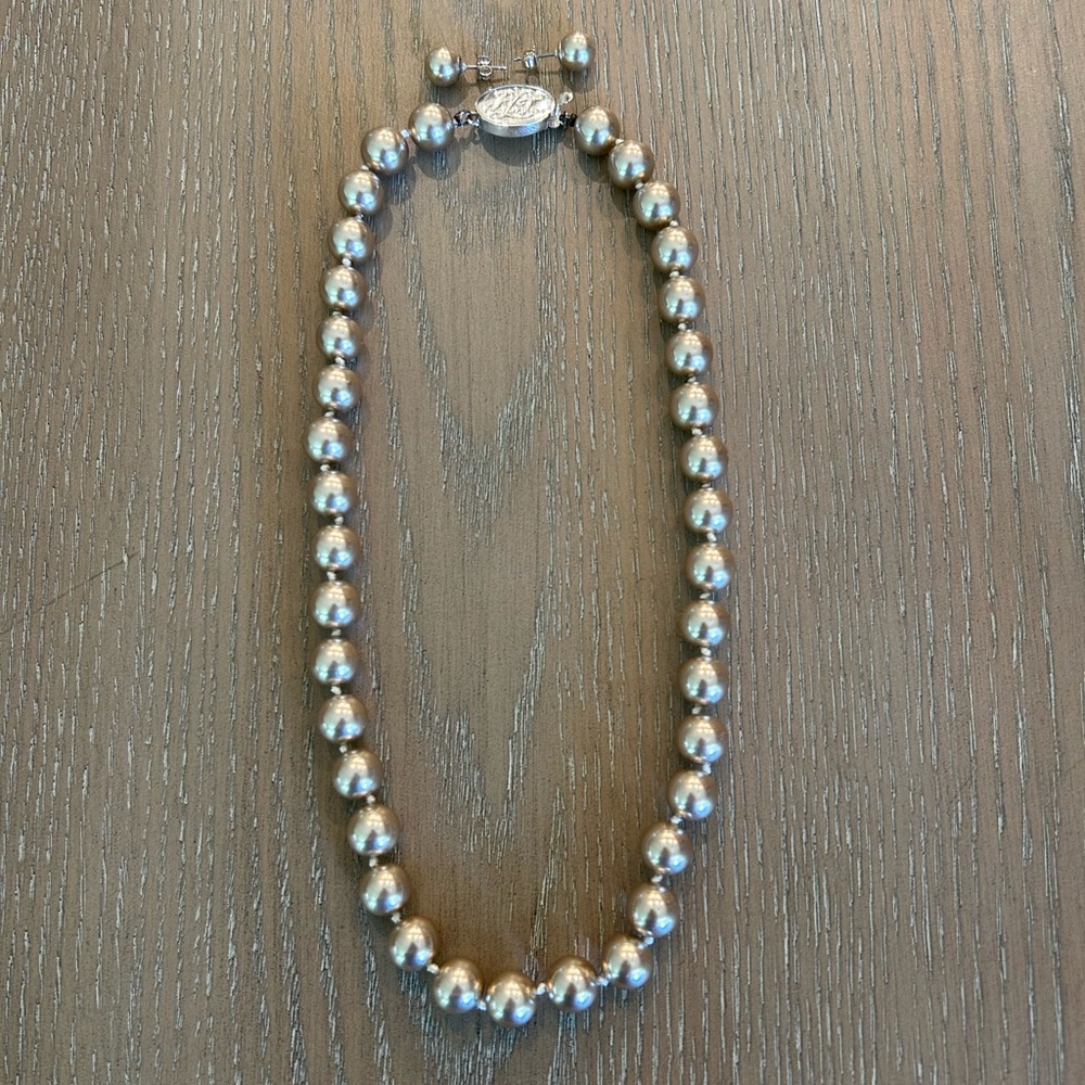 Lauren Ralph Lauren Elegant Faux Champagne Pearl Necklace and Earring Set